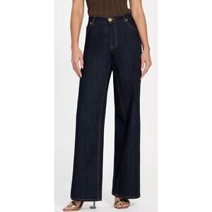 New Marciano By Guess Kylie Relaxed Denim Wide Leg Pants Dark Jeans 25 x 34